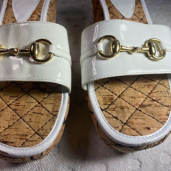 Yellow Box Corky Wedge Sandal White With Gold Bit Detail - Picture 9 of 16